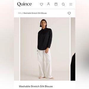 Quince Washable Stretch Silk Blouse Women’s Large Black New Button up Comfort